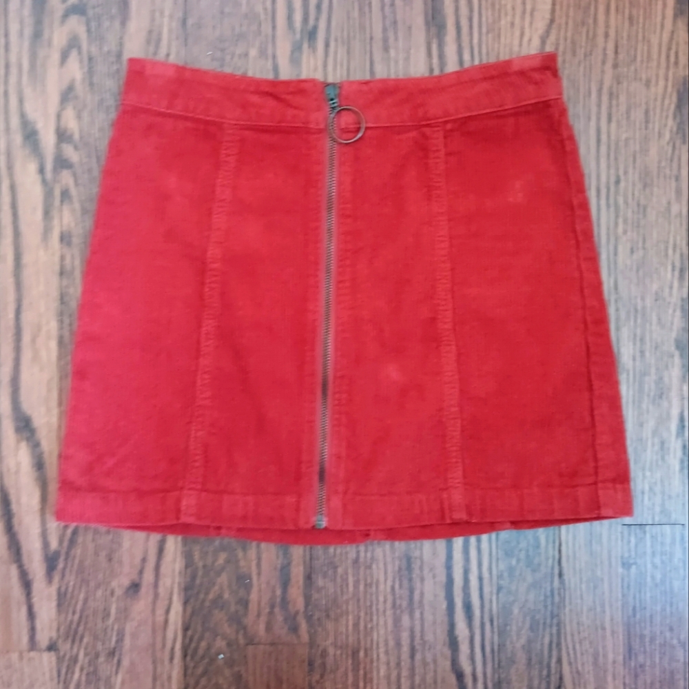 Corduroy skirt, Forever 21, mini skirt, orange, size small